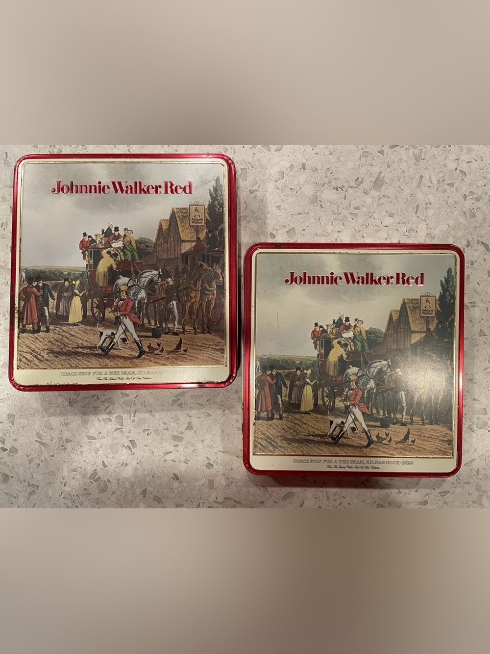 Set of 2 - Vintage Collectible Johnnie Walker Red Square Tins‎
